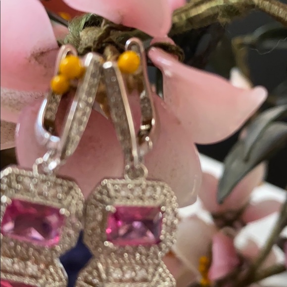 Vintage vintage 925 pink tourmaline &CZ earring - Picture 3 of 7